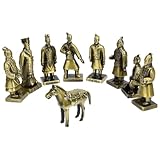 LIFKOME Figurine Guerrier en Alliage Vintage, Ensemble 9 Pièces Petit Format, Décoration Intérieure Chinoise, Statue Guerriers en Terre Cuite Rétro pour Bureau et Maison, Présent Déco