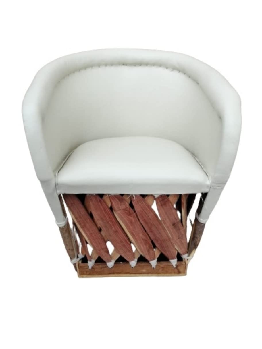 Equipal Furniture Chair Handmade By Equipales San Jose Rustic in White Color Traditional Mexican Style Ideal for your home, house, garden, office, equipal