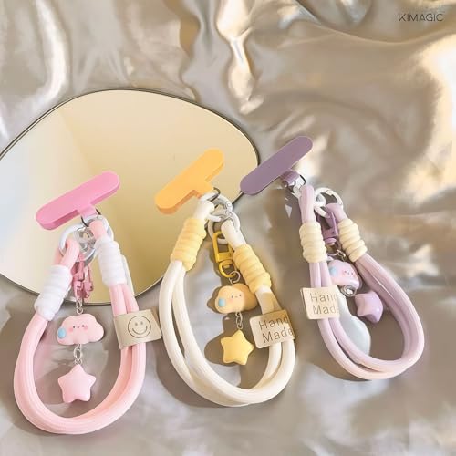 Image of KIMAGIC Korean Dopamine Phone Wrist Strap - Handmade Thickened Phone Lanyard, Anti-Drop Hands-Free Charm