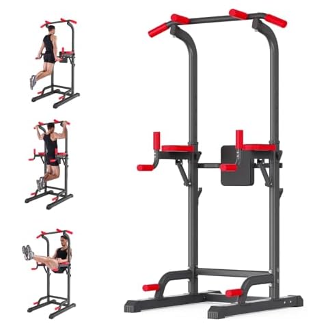 Power Tower Dip Station, Pull Up Bar Station & Multi-Function Gym Equipment For Home Strength Training Adujustable Height Up to 85.5",Load 350LBS Cover