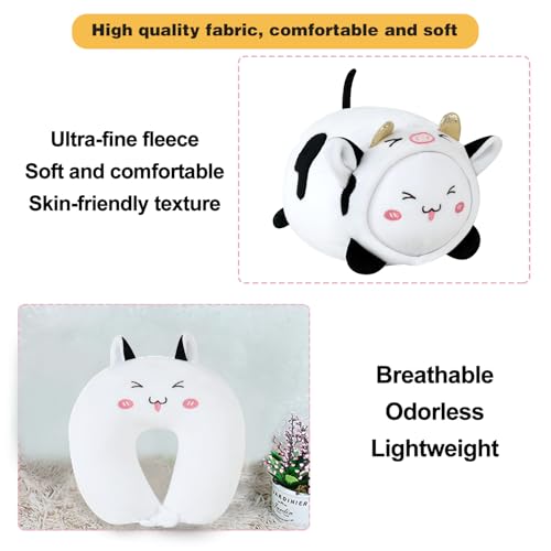 Image of Kids Travel Pillow, 2-in-1 Deformable U-Shaped, QQ Milk Cow