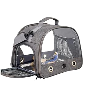 QYINXIU Bird Carrier Backpack with Perch, Pet Travel Bag, Lightweight and Breathable Parrot Travel Cage with Stand Tray Shoulder Strap for Small Pets
