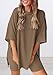 PRETTYGARDEN Women 2 Piece Lounge Set 2026 Summer Casual Oversized Shirts Biker Shorts Matching Airport Travel Outfit Clothes (Dark Khaki,Large)