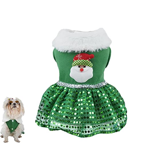Saia de Natal para Animais de Estimação | Roupa de Natal Bling Bling com Papai Noel | Vestidos para