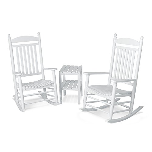 POLYWOOD PWS140-1-WH Jefferson 3-Piece Rocker Chair Set, White