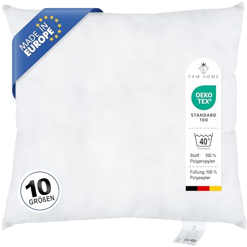FAM’ Home Kissenfüllung 80 x 80 cm (1er Set) – 1000 g, mittelfest, hypoallergen, für Sofa- und Dekokissen, maschinenwaschbar