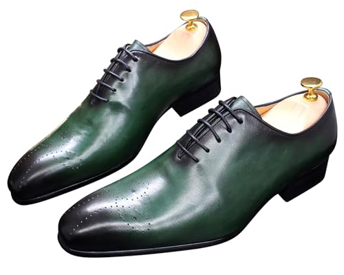 Image of Santimon Mens Oxfords Formal Dress Genuine Leather Handmade Derby Casual Brogues Oxfords Tuxedo Fashion Walking Shoes for Men