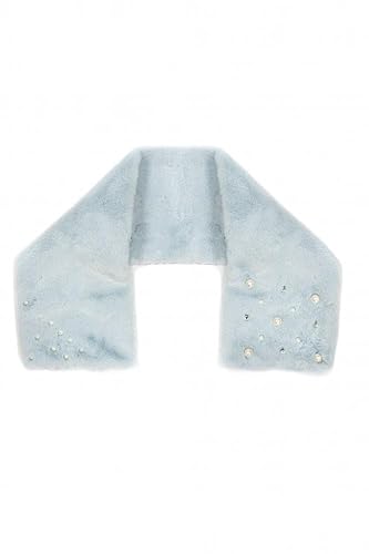 Jayley Collection Blue Faux Fur Scarf With Pearl Detail