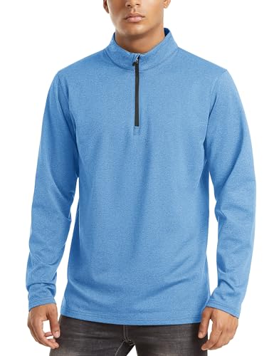 Image of TACVASEN Men's Sports Shirts 1 /4 Zip Long Sleeve Fleece Lined Running Workout Pullover Tops Sweatshirt