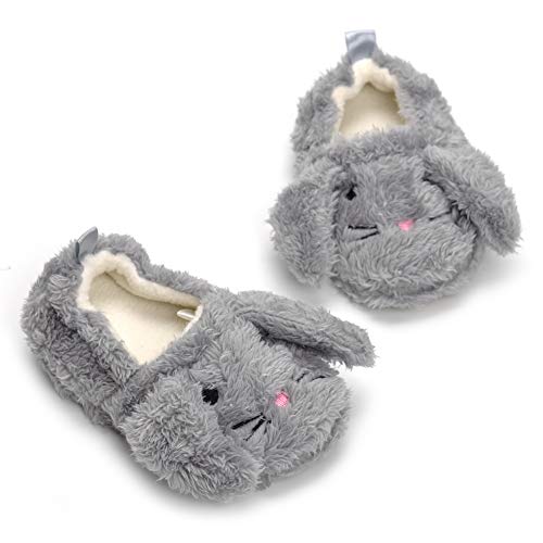 Csfry Baby Girl'S Premium Soft Plush Slippers Cartoon Warm Winter House Shoes Gray Us 7-8 thumb #1