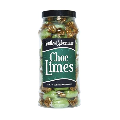 Chocolate Limes Sweets (430g) Original Retro Choc Limes Sweets Gift Jar By Bentley & Ackermans Sweet Shop.