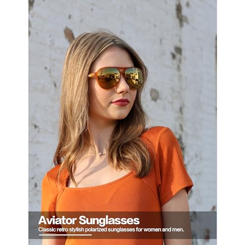 Image of Jefoo Polarized Aviator Sunglasses for Women Men Retro Trendy Sports Sunglasses for Outdoor UV400 Protection