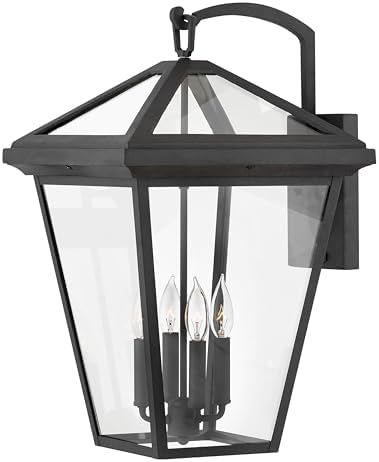Hinkley Alford Place 2568MB Extra Large Outdoor Wall Mount Lantern, Die Cast Aluminum Frame, Sealed Clear Glass, Museum Black