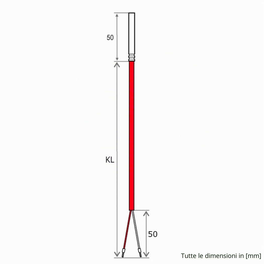 Sonda di temperatura PT1000 con cavo in silicone 200 °C 1 metro