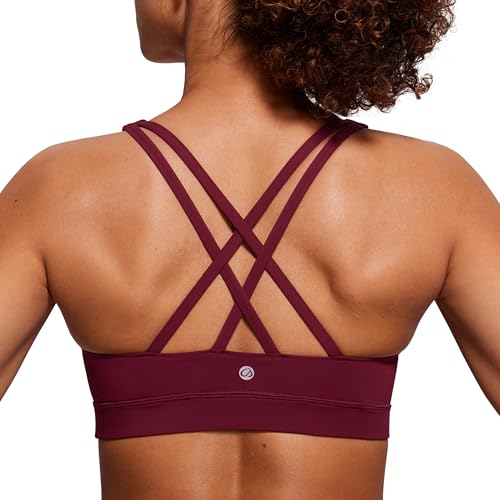 Image of CRZ YOGA Naked Feeling Strappy Sports Bras | Medium Support, Removable Pads, Yoga, Sleek, Scoop Neck, for Women