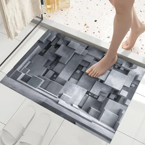 Tapis illusion visuelle 3D paillasson géométrique industriel 90x150 - 6