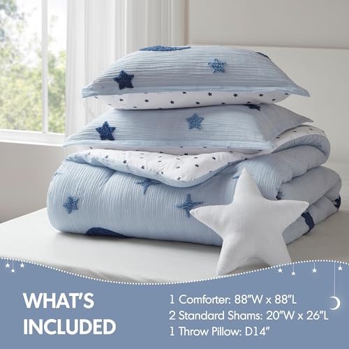 Image of Intelligent Design Kids Blue Star Moon Queen Comforter Set, 4pc