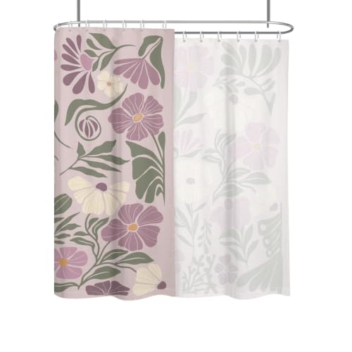 RTFEVG Extra Wide Shower Curtain 108x72 inch, Boho Floral Purple, 18 Hooks
