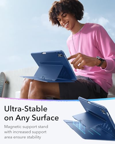 Image of ESR for iPad (A16) 11th Generation Cover, iPad 11th /10th Gen Cover (2025 /2022), Vertical Stand Case, Multi Stand Angles, Ultra-Stable Case with Pencil Holder, Flip Series, Blue