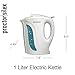 Proctor Silex Electric Tea Kettle, Water Boiler & Heater Auto-Shutoff & Boil-Dry Protection, 1000 Watts for Fast Boiling, 1 Liter, White