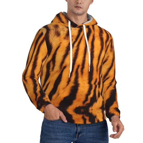 EdWal Sweat à capuche pour hommes imprimé à rayures de tigre, sweat-shirt confortable pour hommes, sweatshirts à capuche décontractés avec cordon de serrage, Noir...