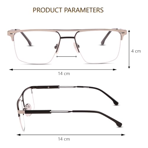 Image of Teen & 20 Rectangle Eyeglasses Frame for Men & Boys - Classic Half-Rim | Stylish & Lightweight Spectacle Frame | Durable Eyewear for Office, Study & Daily Use - TK9004