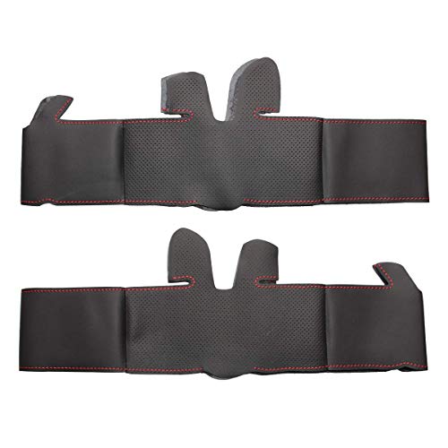 Loncky Oem Black Genuine Leather Custom Fit Hand Stitched Car Steering Wheel Cover For Honda Fit 2009 2010 2011 2012 2013 / Honda Insight 2010 2011 2012 2013 2014 Parts Interior Accessories #TOP4