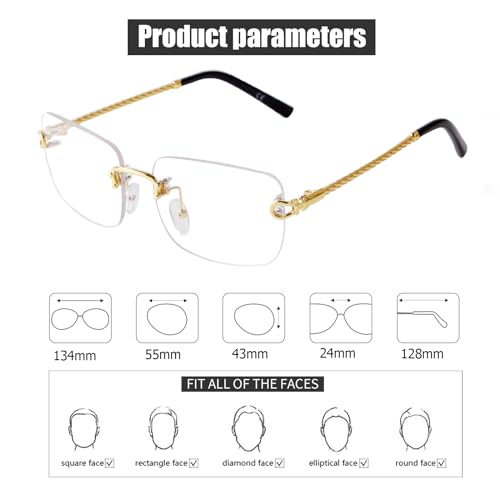 Image of JUDOO Rimless Rectangle Sunglasses for Men Women Fashion Hip hop Frameless Designer Shades Y2K Square Clear Glasses