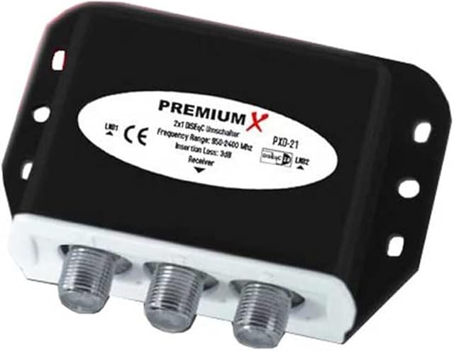 PremiumX PXD-21 DiSEqC switch 2/1 switch 2.0 with weatherproof housing Full HD HDTV 3D