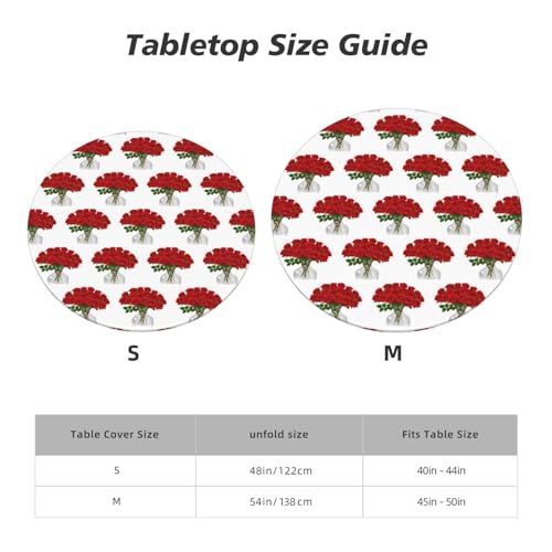 Nappe ronde ajustée M 114-127cm en polyester imperméable à motif de roses rouges.