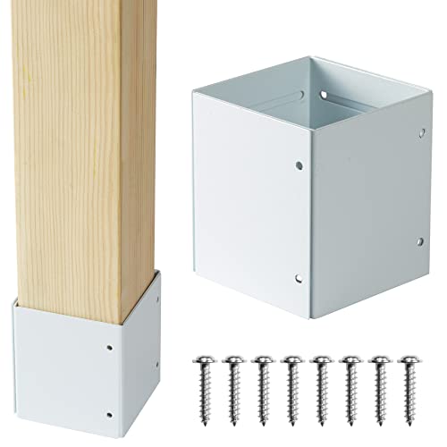 Wanhork 304 Stainless Steel Adjustable Post Protector (Range 3-6In) , Protect Mailboxes, Deck And Fences From Rain And Damage To Maintenance Equipment (1, White) #TOP2