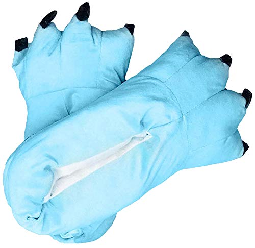 FashionFits Unisex Soft Plush Home Slippers Animal Costume Paw Claw Shoes Light Blue M - Thumbnail 4