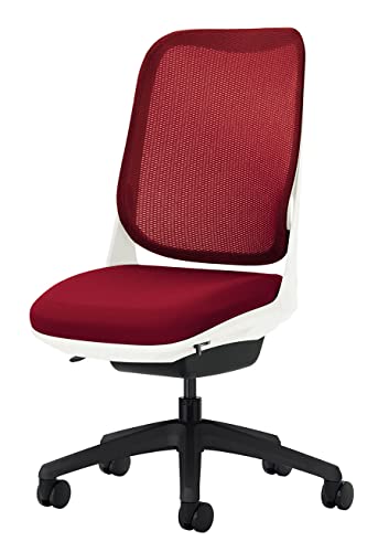 ライオン事務器 オフィスチェア アームレス ライド チェリーレッド 79821