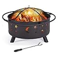 Fire Pit for Outside, 30 Inch Large Outdoor Wood Burning Fire Pits, Patio Backyard Firepit with BBQ Grill Cooking Grate & Poker for Garden, Bonfire, Camping, Picnic