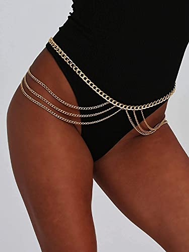 Larancie Boho Belly Waist Chain Gold Layered Borla Sexy Body Chain Beach Bikini Chain Joyas para el cuerpo para mujeres y niñas Cover