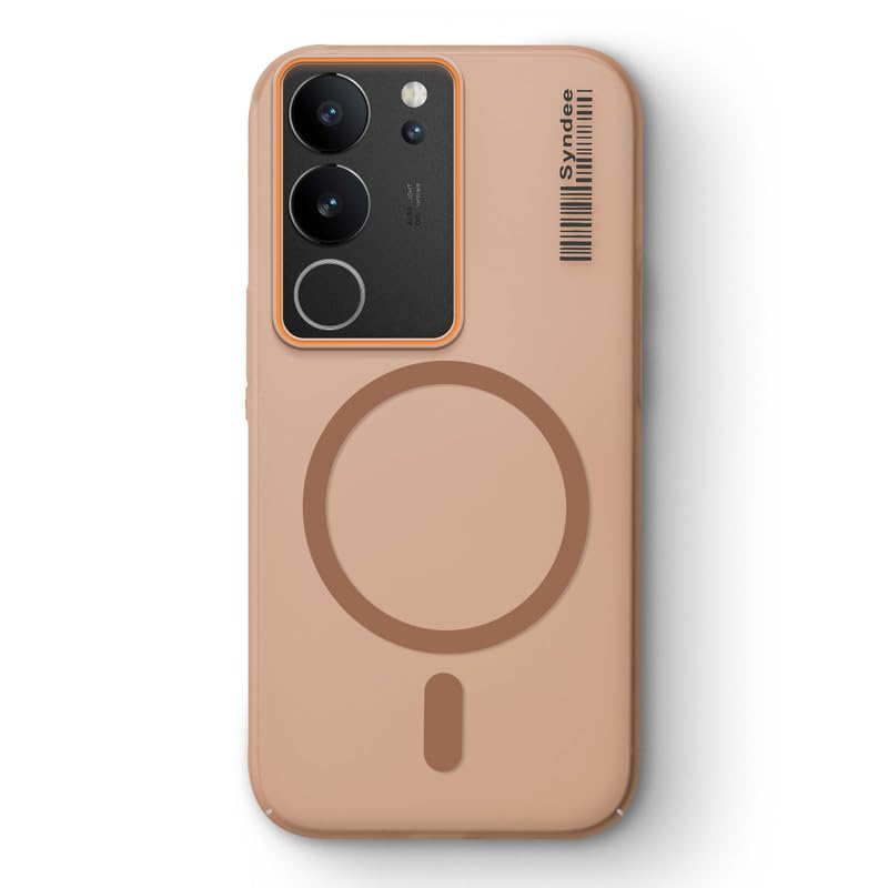 Image of Mr. Case Back Cover for Vivo V29 5G Sleek Frosted Translucent Back Only Compatible with Wireless Magnetic Accessories | Anti-Scratch Shockproof Phone Case - Brown