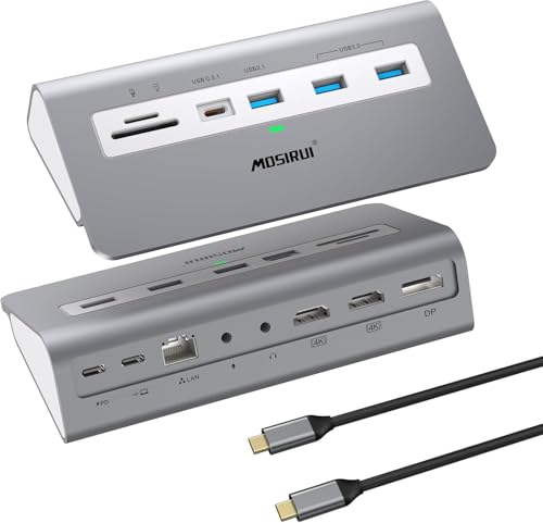 Estación de acoplamiento USB C 14 en 1 para doble monitor 4K y puertos USB 3.1