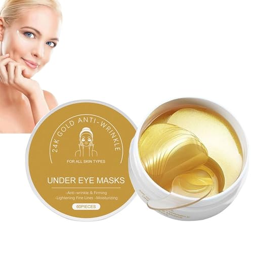 60 almohadillas para los ojos, almohadillas antienvejecimiento, antiojeras, antihumedad, antiojeras, ojeras, parches para las ojeras, arrugas y puffiness con ácido hialurónico