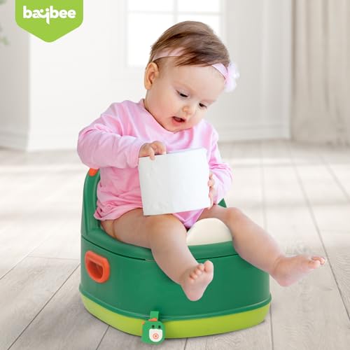 Image of Baybee 3-in-1 Baby Potty Training Seat | Comfortable & Safe Kids Potty Chair with Anti-Slip Toilet Seat, Removable Pot, Handles & Splash Guard | Potty Seat for Boys & Girls (Melon Green)