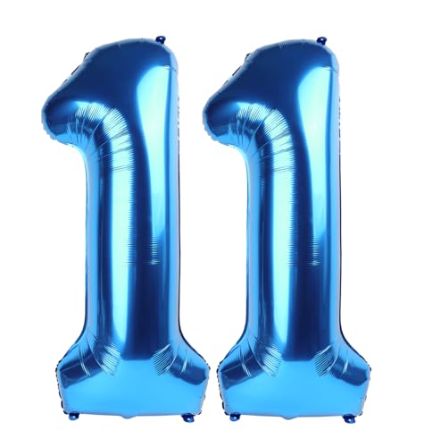 Image of Number Balloons 11 Balloon Dark Blue for 11th Birthday Decorations, 40 inch | Saturated Color, Large 40 in, With Inflation Straw & Hanging Hole, Great for Men's Party, Back-To-School Season, Pool Party