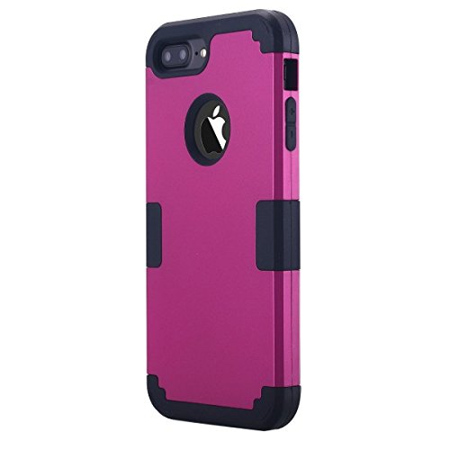 LONTECT for iPhone 7 Plus Case Hybrid Heavy Duty Shockproof Full-Body Protective Case with Dual Layer [Hard PC+ Soft Silicone] Impact Protection for Apple iPhone 7 Plus - Purple/Black