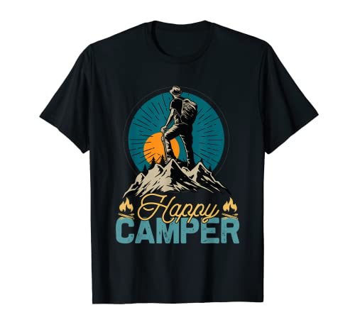 Happy Camper Retro Vintage Divertido Camping Crew Camiseta