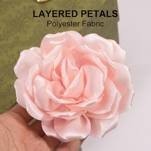 Image of 4.3 inch Red Rose Hair Clip Large Flower Brooches for Women | Charming Flowers Pins for Clothes | Turn Heads with Stylish Rose Hair Clip Flower Brooch Pin for Clothes & Clips for Woman