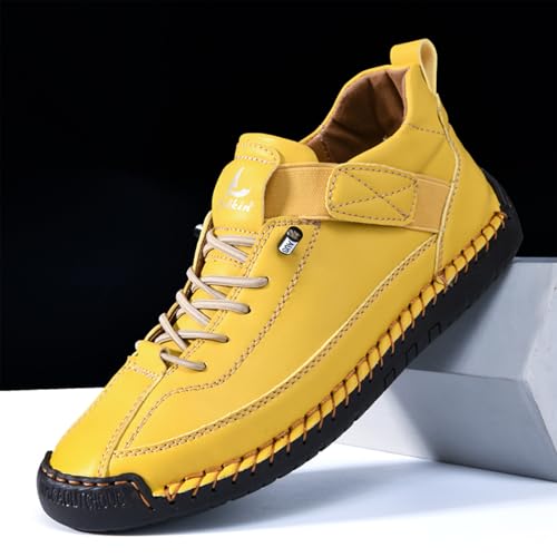 Men's Leather Hand-Sewn Flat Leather Shoes Ankle Chukka Boots One-Step Lightweight Soft-Soled Non-Slip Casual Mid-Top Loafers Hiking Camping Driving Shoes3