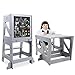 YOLEO Torre Montessoriana Learning Tower Pieghevole, Torre di Apprendimento per Bambini, Pedane Alzabimbo con Lavagna Magnetica Bifacciale, Trasformabile in Banco Scuola