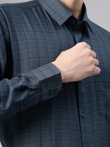 Image of Majestic Man Men's Pure Cotton Slim Fit Checkred Full Sleeve Classic Collar Everyday Formal Shirt