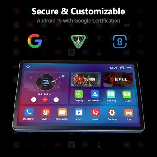 Image of G-tab T9 Pro Android Tablet 10.1 inch HD Display, 12GB RAM (4GB+8GB Expandable), 128GB Storage, Android 15, Allwinner A333 Quad-Core, 5000mAh Battery, 5G WiFi, Dual Camera, Gray