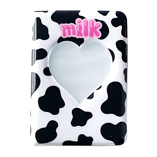 FUNUPUP 3 Inch Mini Photo Album Kpop Photocard Holder Book Kpop Photocard Binder Love Heart Hollow Kpop Album 40 Pockets (Black)