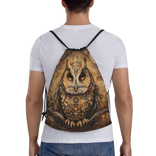 Owl Beliefs print Drawstring Bag Sack Gym Bag Ditty Bag for Gym Traveling, Hiking, Yoga, Shopping for Adult2