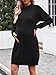 Saodimallsu Womens Maternity Sweater Dress Cable Knit Sexy Bodycon Crew Neck Long Sleeve Fall Mini Sweaters Dresses Black